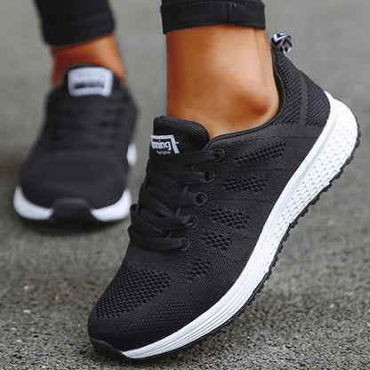 Women's Sneakers 2025 New Fashion Breathable Trainers, Comfortable Sneakers Mesh Fabric Lace-Up, Women's Tennis Shoes