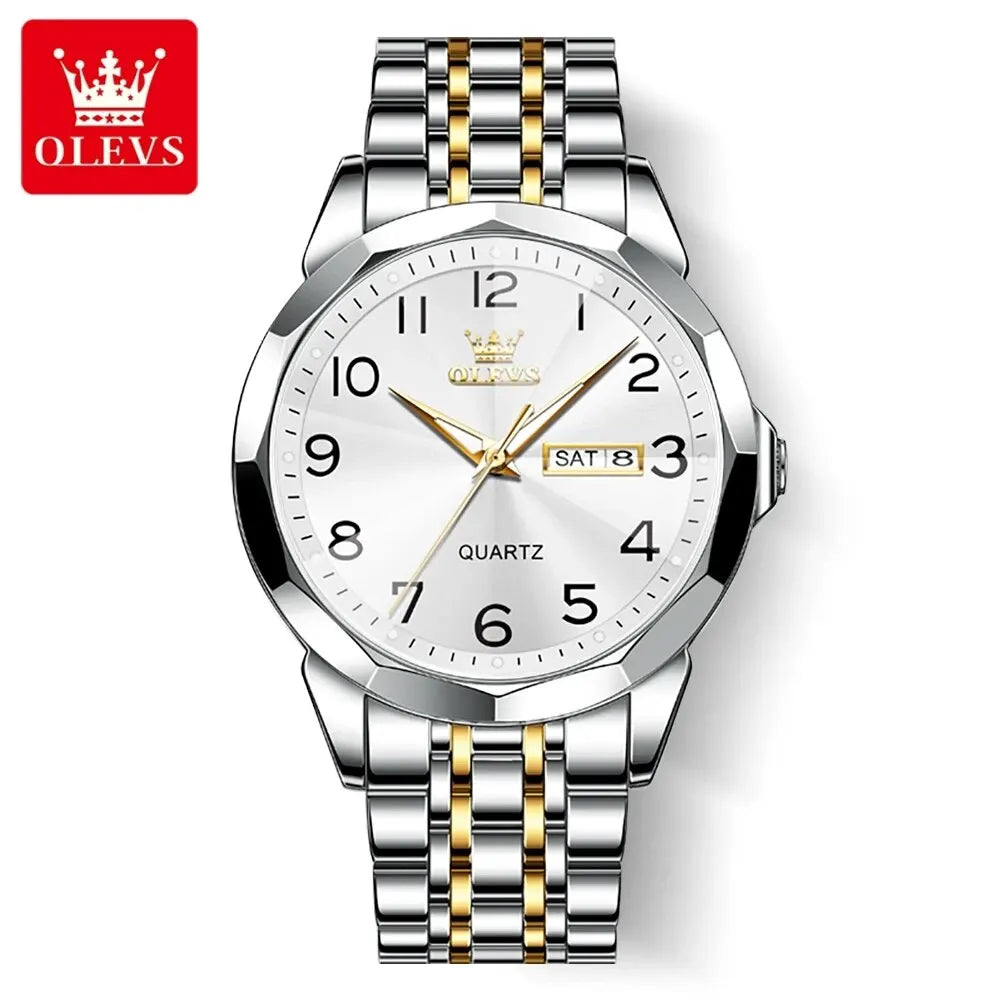 Ceas pentru bărbați OLEVS 9970 – Model elegant cu cadran digital, afișaj pentru dată și zi, rezistent la apă, luminescent, cu mecanism cu cuarț – Ceas de lux original