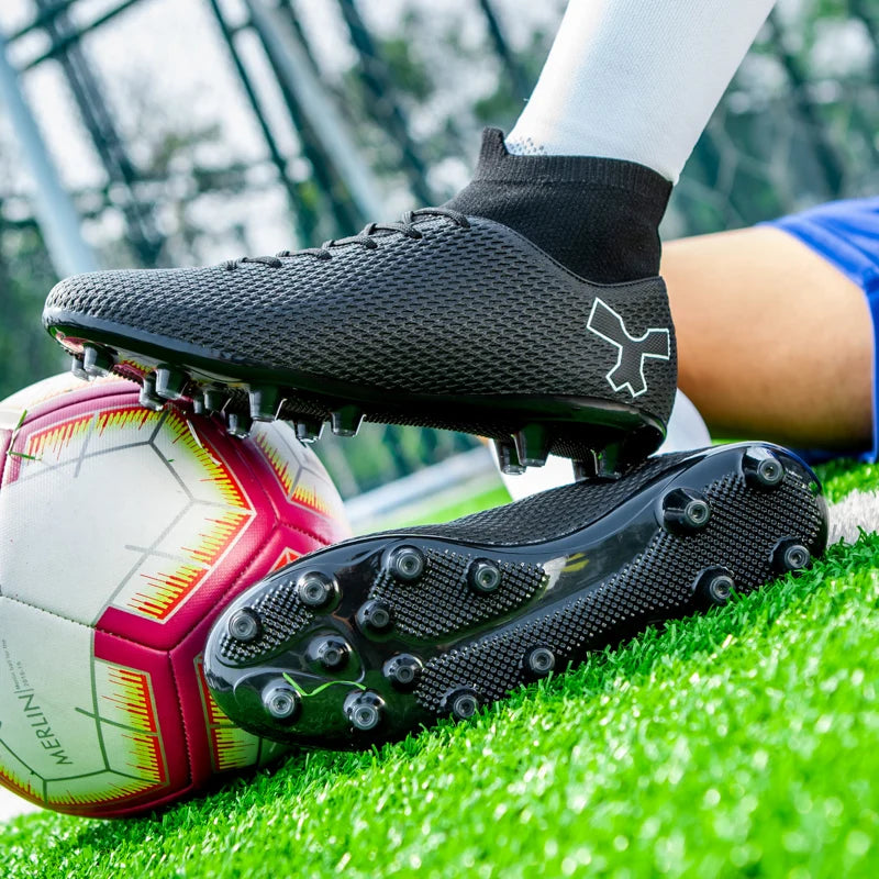 New Unisex Long Spike Football Boots Men Broken Nail Soccer Shoes AG/TF Training Soccer Cleats Sneakers Non-Slip Ankle Shoes