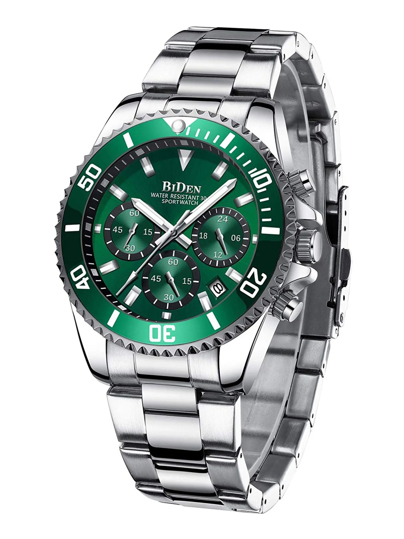 BIDEN Multi-functional men's quartz watch luxury waterproof night light business style diving series casual fashion watch