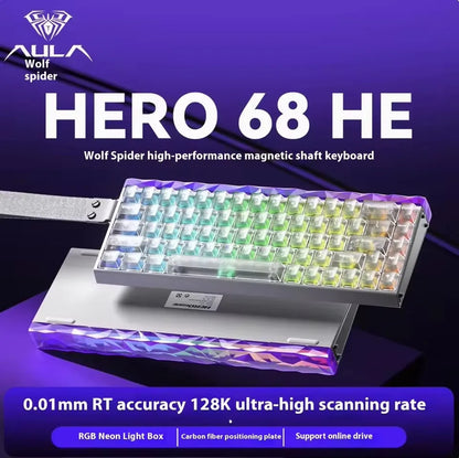 AULA HERO68 HE Magnetic Switch Keyboard Rapid Trigger 8K Polling Rate Esports Gaming Keyboard RGB Wired Mechanical Keyboard