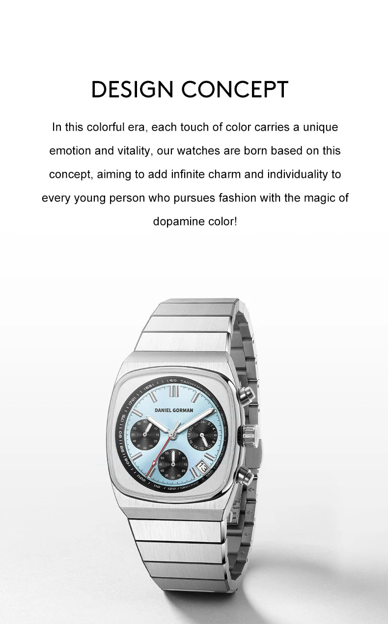 DG9008 Men's Watch, Original Fashion Brand Quartz Waterproof Luminous Watch with Three Small Dials and Moon Phase