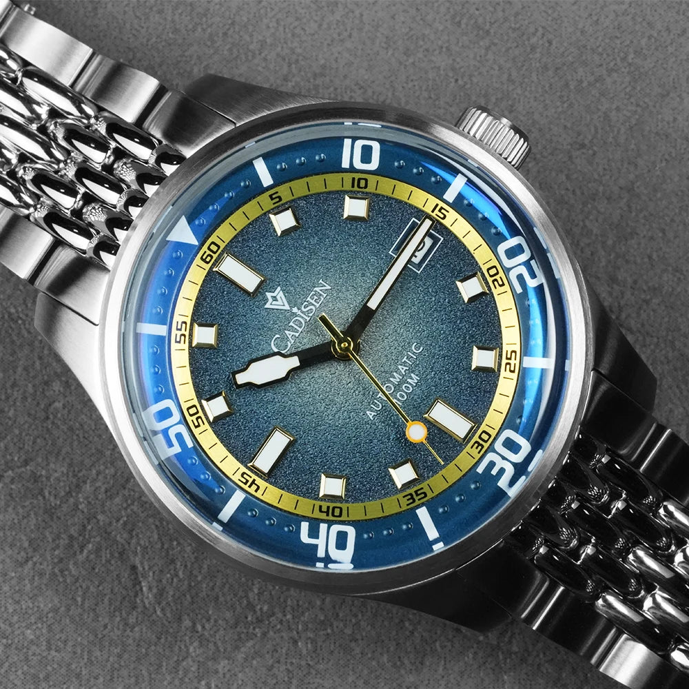 CADISEN Automatic Mechanical Watch Men's Silver Business Casual Waterproof Watch Japan MIYOTA 8215 Movement Domed Glass Men's Watch