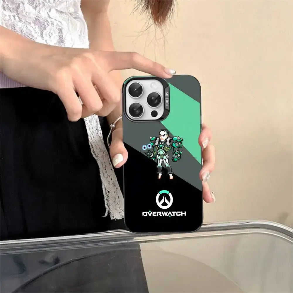 Game O-Overwatch -pikselityylinen puhelinkuori iPhone 17 16 15 14 13 12 11 Pro MAX -malleille – matta, iskunkestävä, putoamissuojattu takakuori