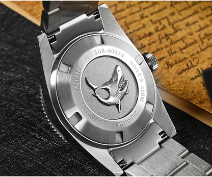 San Martin New 62mas 37mm Diver Men's Watch Classic Luxury Sapphire PT5000 SW200 Automatic Mechanical Watches Date 20Bar Luminous
