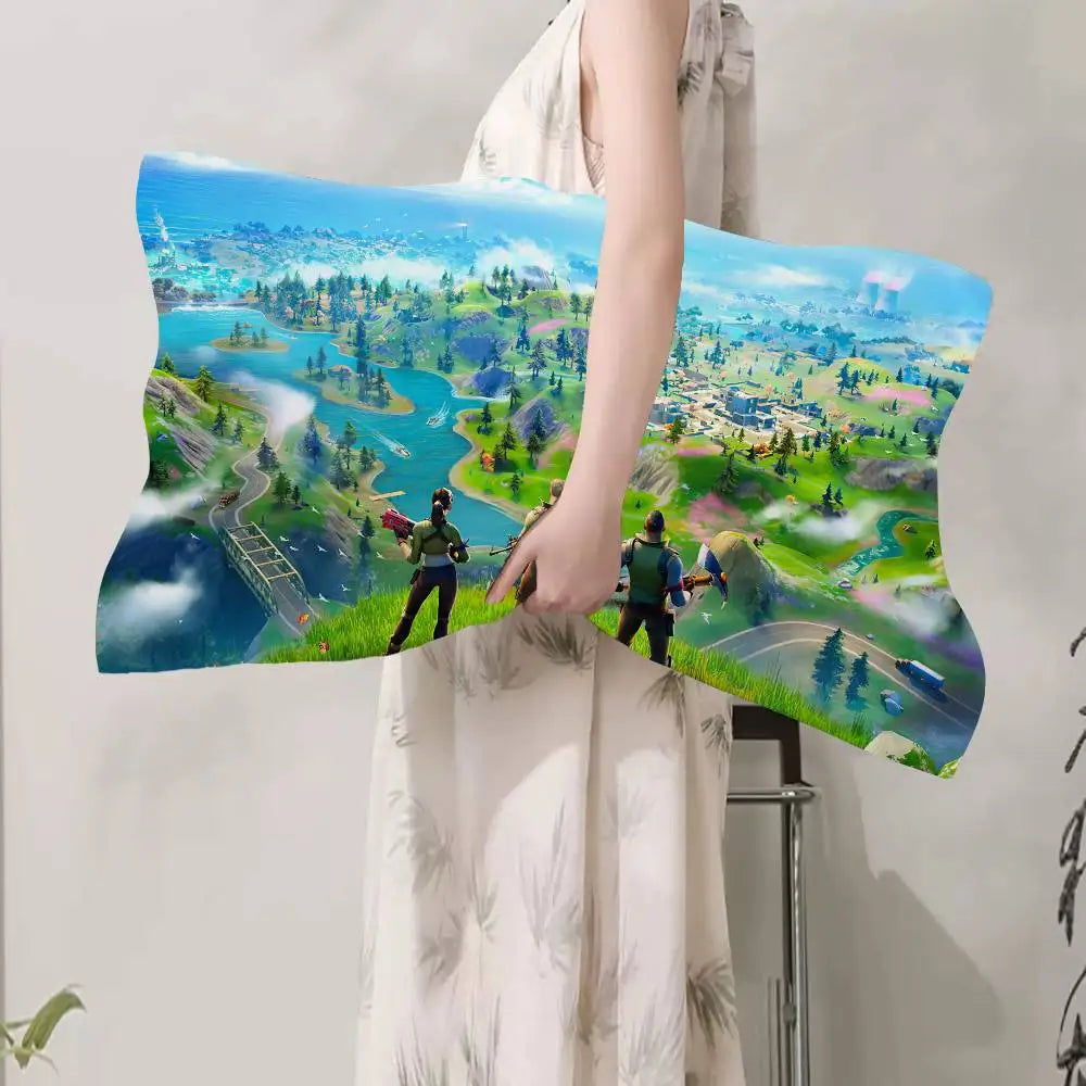 Cartoon Game F-FortniteS Made of Quick-drying polyester non-slip High-grade Pillow Towel Non-Slip Pillowcase Secured.