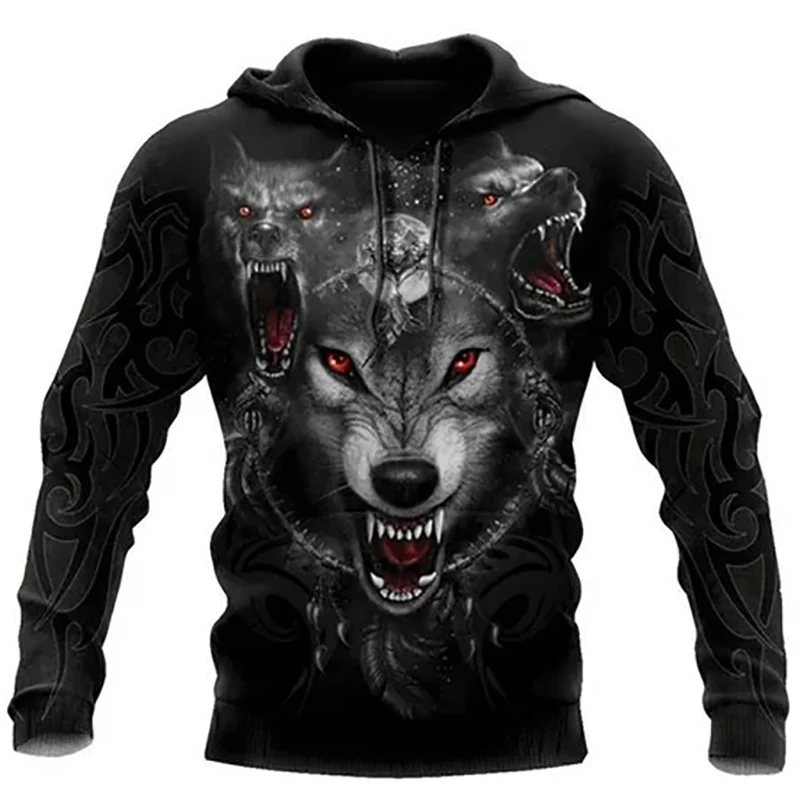Moda primavera-otoño: sudaderas con capucha para hombre con estampado 3D de lobos por toda la prenda, sudaderas unisex, jerséis, chaquetas informales y abrigos de estilo urbano, talla 4XL