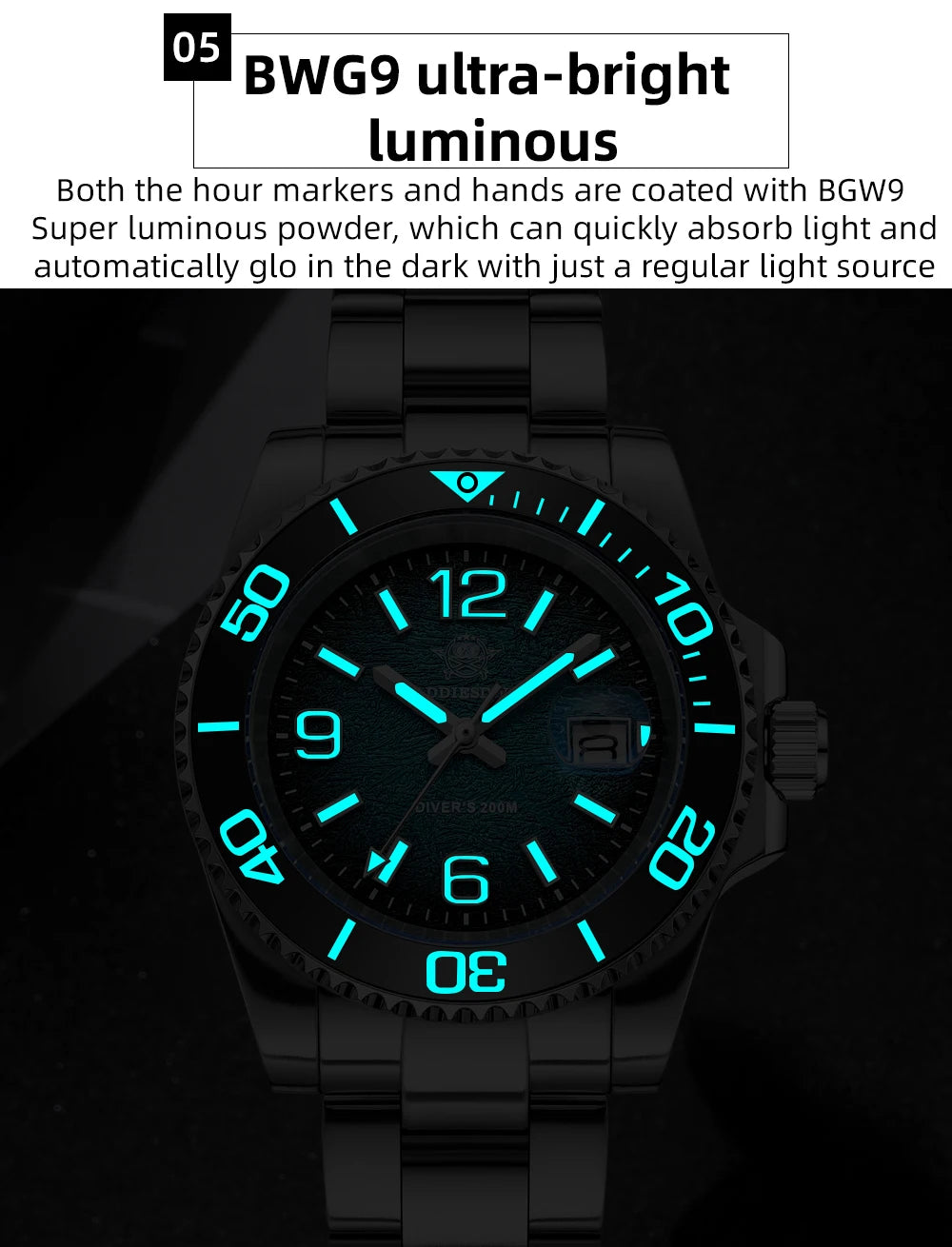 ADDIESDIVE 48mm Diver Watch Fashion Gradient Color Rotatable Bezel Quartz Watches Luminous 200m Waterproof Stainless Men's Watch
