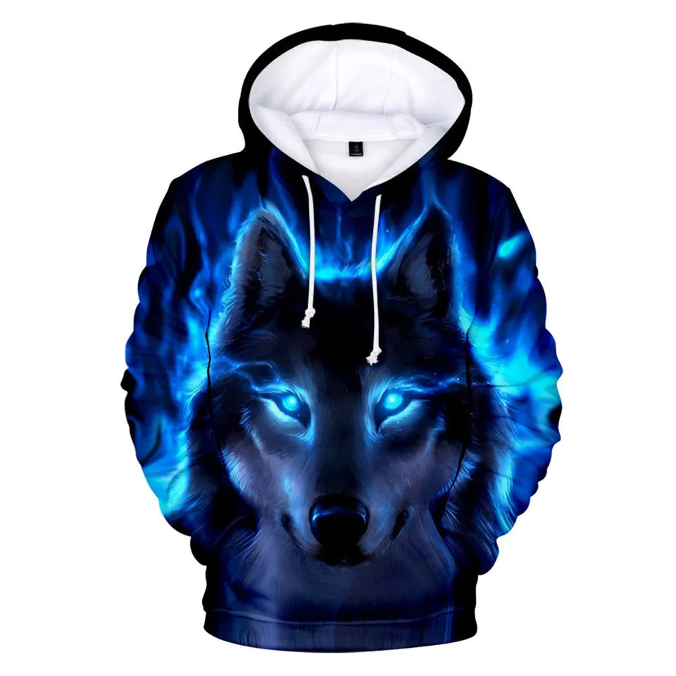 Hanorac cu glugă Cool Space Galaxy Wolf pentru bărbați, hanorace cu glugă, model „Bright Wolf”, hanorace la modă cu „Handsome Wolf”, hanorace de primăvară și toamnă, pulovere, hanorace