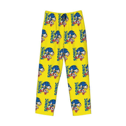 Pantalones de pijama personalizados para hombre con estampado «Soniced», con motivo de erizo, ropa de dormir, pantalones de estar por casa con bolsillos
