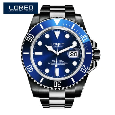 LOREO Original Men's Business Watch 20ATM Waterproof Wristwatch Top Brand Casual Sport Seagull Automatic Mechanical Watch Men