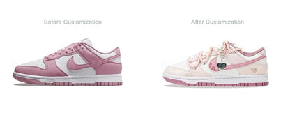 Räätälöidyt lenkkarit Nike Dunk Low Honey Rose, käsinmaalatut sydämet, muodikkaat, monipuoliset, pehmustetut ja kulutusta kestävät naisten kengät