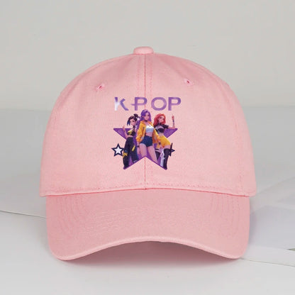 K-POP crtani otisak djevojaka iz grupe, mekana bejzbol kapa s mekanim vrhom - uniseks ležerna retro podesiva kapa za oca - Y2K sunčana kapa