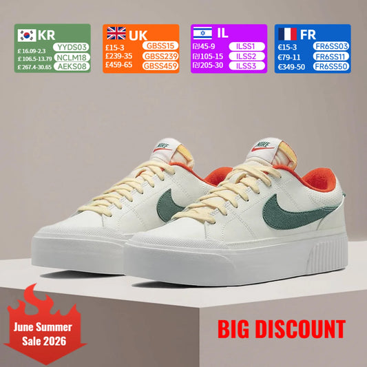 Nike Court Legacy Lit -nahkaiset, mukavat, liukumattomat, pehmustetut ja kestävät matalavartiset tenniskengät FD0355-133