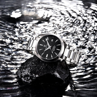 Montre de luxe pour homme PAGANI DESIGN – Modèle automatique mécanique (calibre 8215), en acier inoxydable, étanche, avec affichage de la date et aiguilles luminescentes