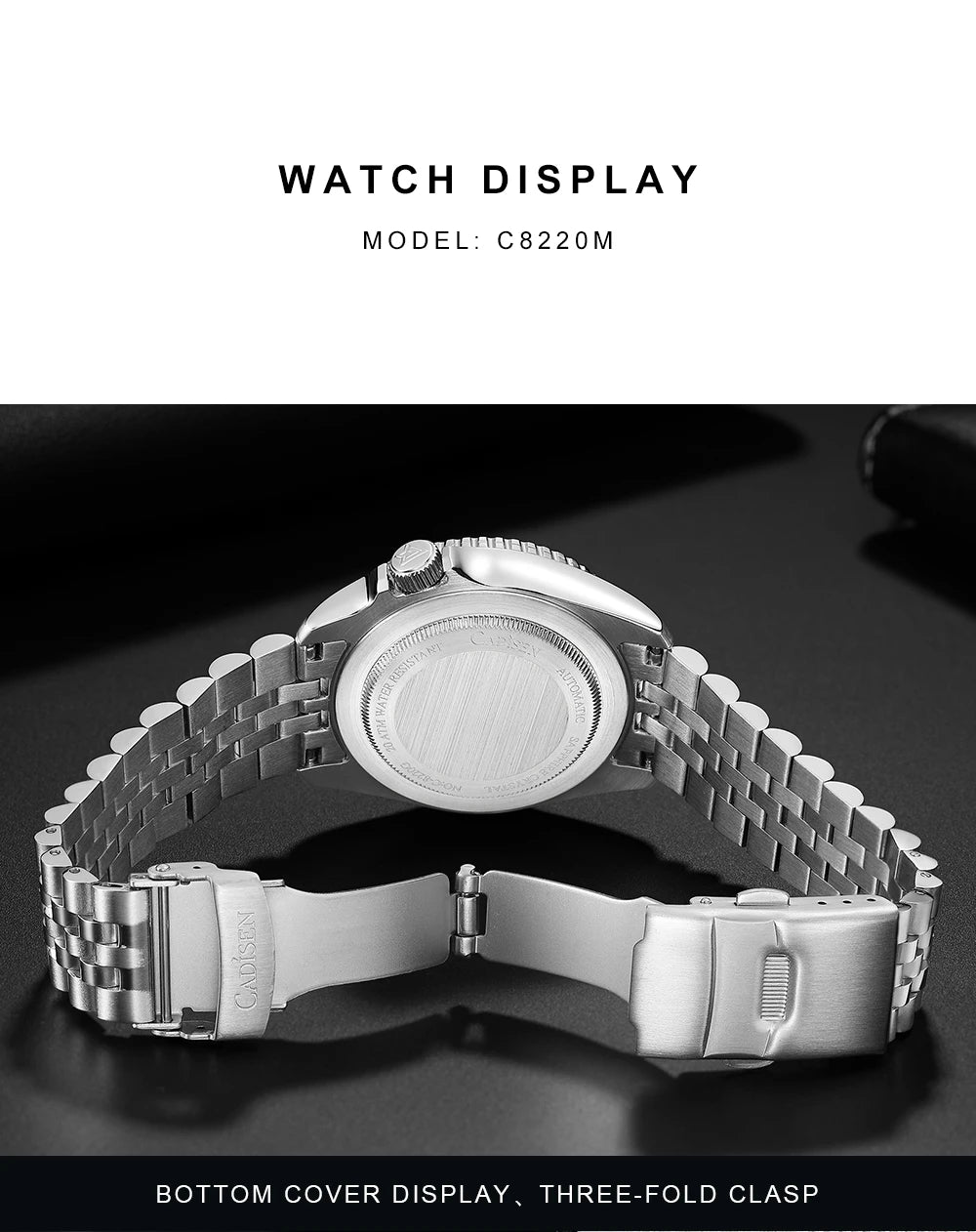 CADISEN New Luminous Men Mechanical Wristwatches Ceramic Bezel MIYOTA 8215 Sapphire Glass Automatic Watch Men Relogio Masculino