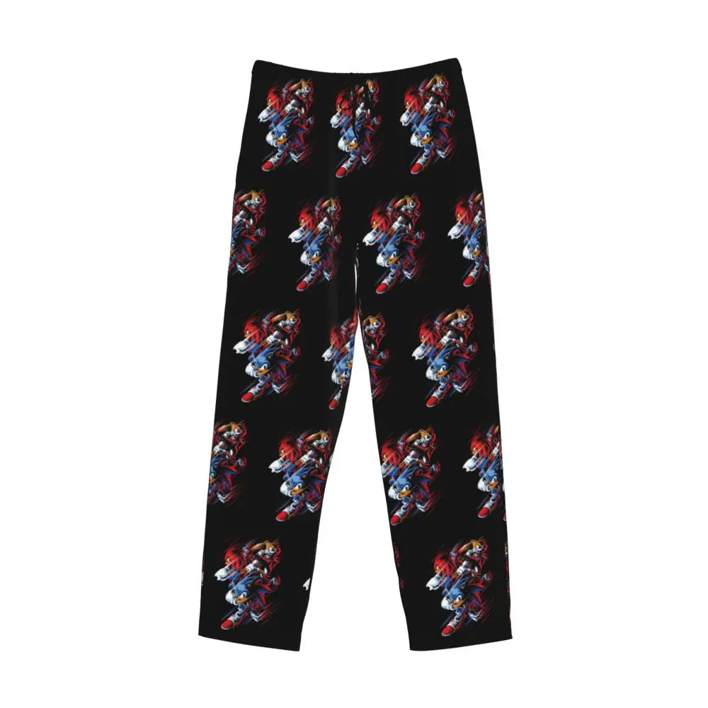 Pantalones de pijama personalizados para hombre con estampado «Soniced», con motivo de erizo, ropa de dormir, pantalones de estar por casa con bolsillos
