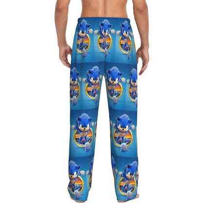 Pantalones de pijama personalizados para hombre con estampado «Soniced», con motivo de erizo, ropa de dormir, pantalones de estar por casa con bolsillos