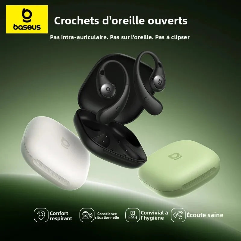 Baseus Eli Sport 2 avoimetyyppiset langattomat kuulokkeet, Bluetooth 6.0, OWS-kuulokkeet, korkean resoluution ääni LDAC-tuella, OWS-kuulokkeet, korvakoukulla varustetut urheilukuulokkeet