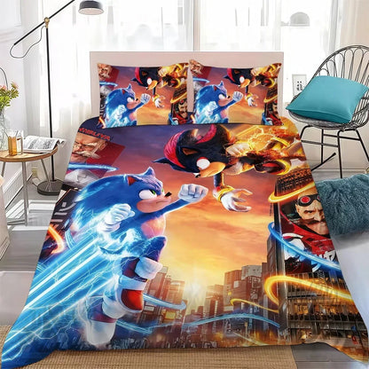 The Movie H-Hedgehog S-SonicES 3 Duvet Cover Set Soft Washed Cotton Bed 2/3pcs Summer Comfortable Student Dormitory Home Bedding