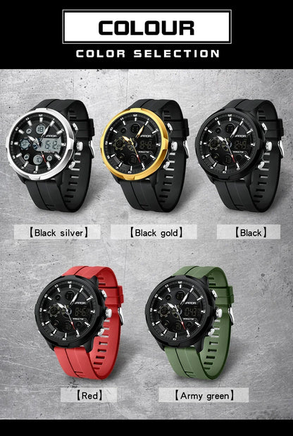 SANDA 9053 G Sportieve militaire herenhorloges Luxe digitaal horloge 50 m waterdicht quartz-polshorloge voor mannen Relogios Masculino