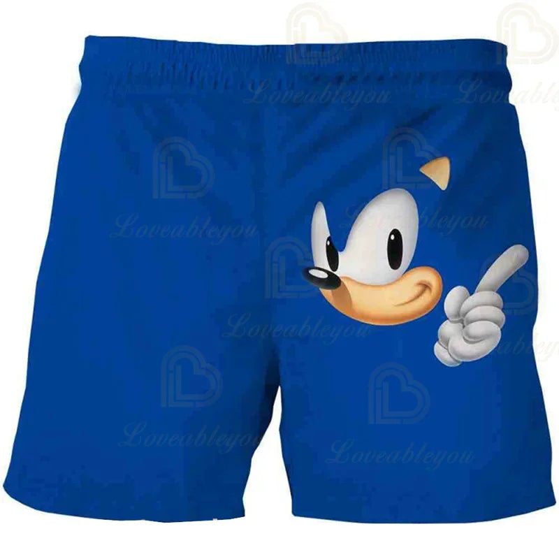 Pantalones infantiles de moda impresos en 3D: pantalones cortos S-Sonici, ropa de playa para niños, bañadores, trajes de baño, pantalones cortos de playa y pantalones