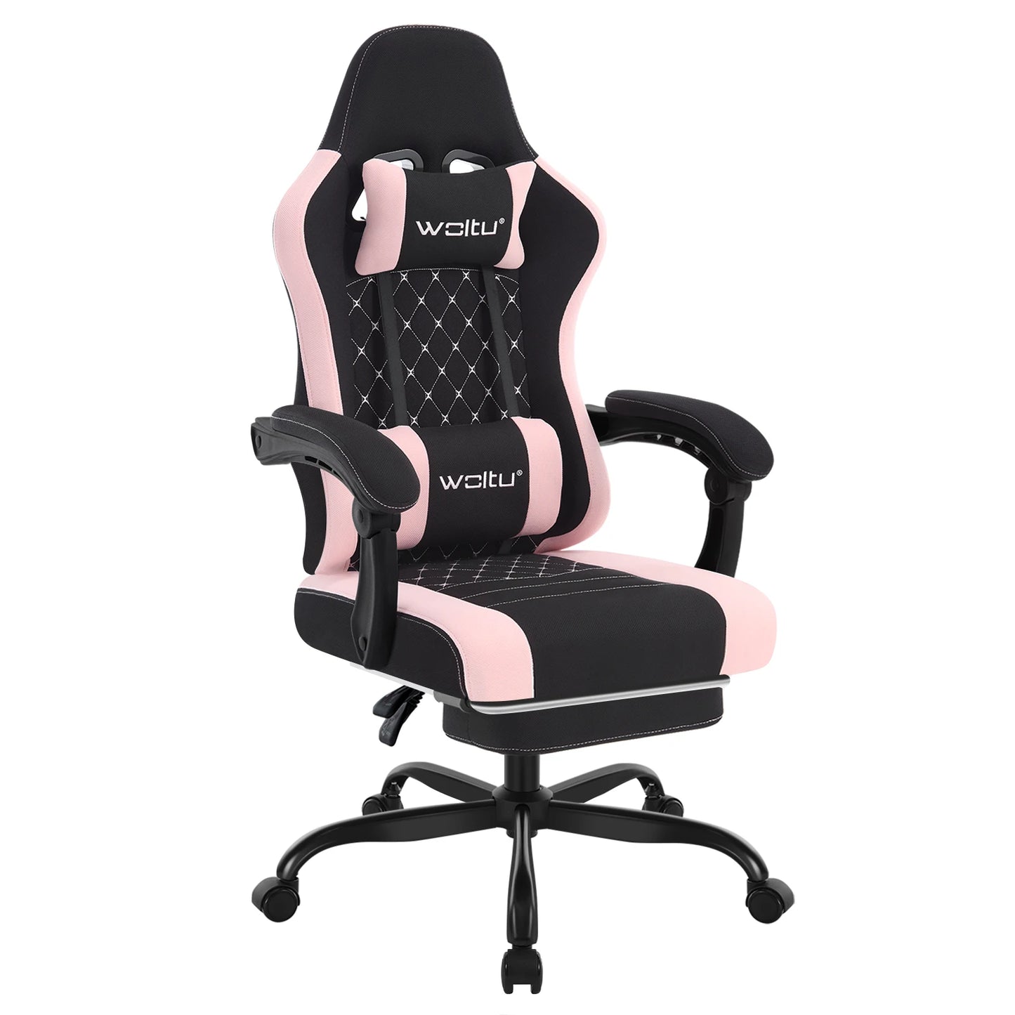 WOLTU Swivel Computer Chair with Massage Function Ergonomic Office Chair with Pillow & Footrest Height Adjustable Gaming Chair