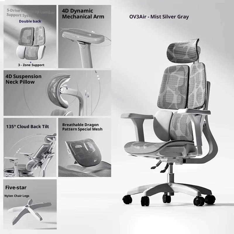 Ergonomic Office Mesh Chair Adjustable Executive Computer Chair with Rolling Swivel Base, Modern Gaming Chair for Home Office Desk Setup