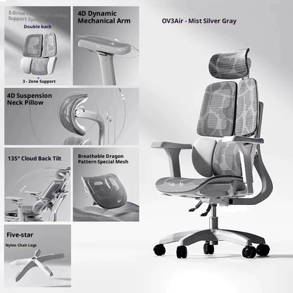 Ergonomic Office Mesh Chair Adjustable Executive Computer Chair with Rolling Swivel Base, Modern Gaming Chair for Home Office Desk Setup