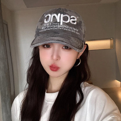 American Style CAMO Letter Embroidery Baseball Hats New Unisex Breathable Hip Hop Sunshade Versatile Niche Fashion Peaked Caps