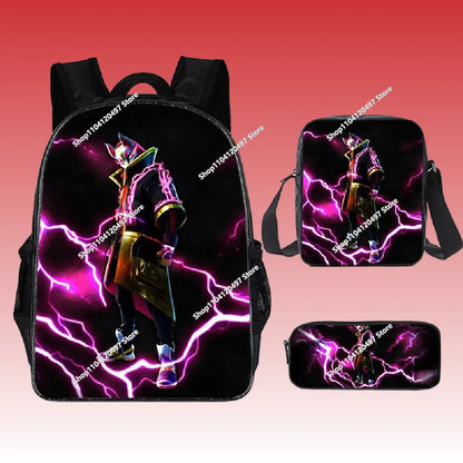 Fortnite Anime Character New Backpacks Cartoon Battle Royale Student 3-piece Set Book Bag Meal Box Pen Bag Anime Gifts