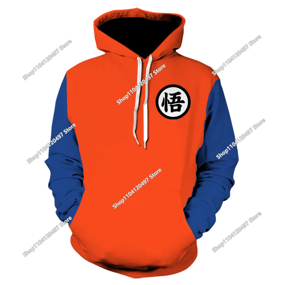 Sudadera con capucha de Dragon Ball para niños y niñas, nuevo estilo de otoño e invierno: sudadera creativa, holgada y versátil con capucha