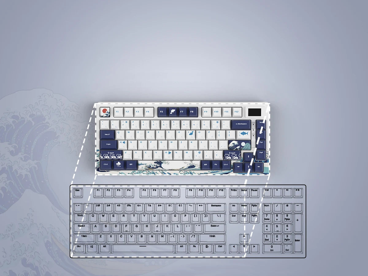 womier SK80 Gasket Mounted Mechanical Keyboard 81 Key Gamer Keyboard 75% Hot Swap RGB Gaming Keyboard with Smart Display for PC