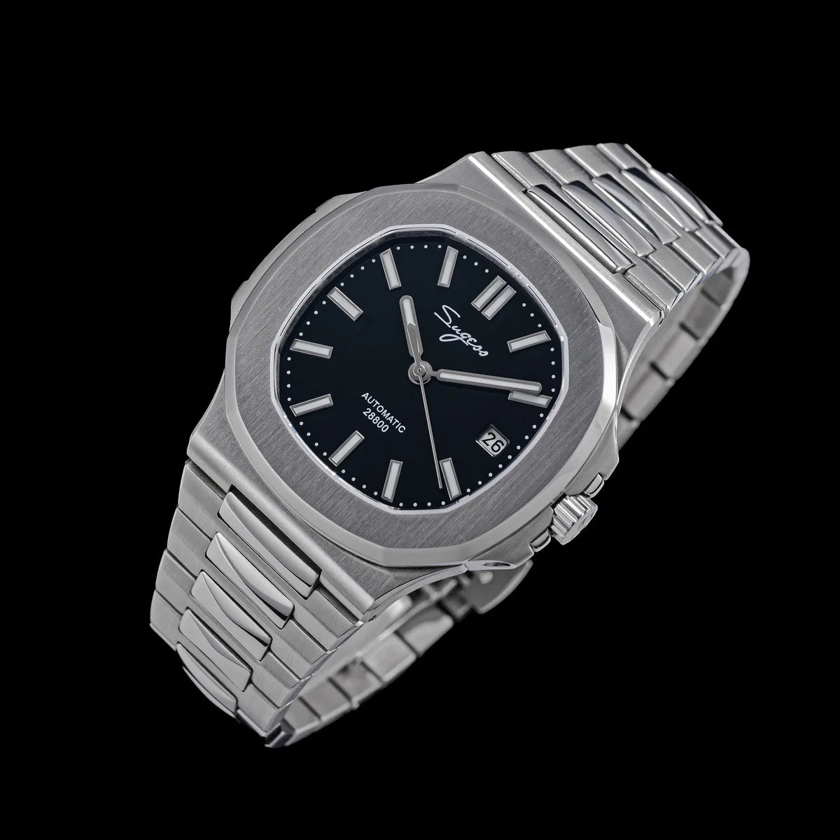 Sugess Men's Watch Automatic Mechanical Wristwatch Miyota 9015 Movement MOP Dial Luminous Waterproof 5bar Bracelet Luxury S466