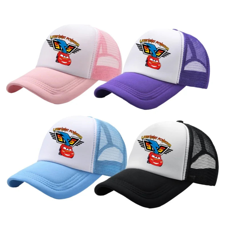 Anime Cars Lightning McQueen Cartoon Figure Print Fashion Baseball Cap Girls Boys Summer Casual Adjustable Sun Hat Birthday Gift