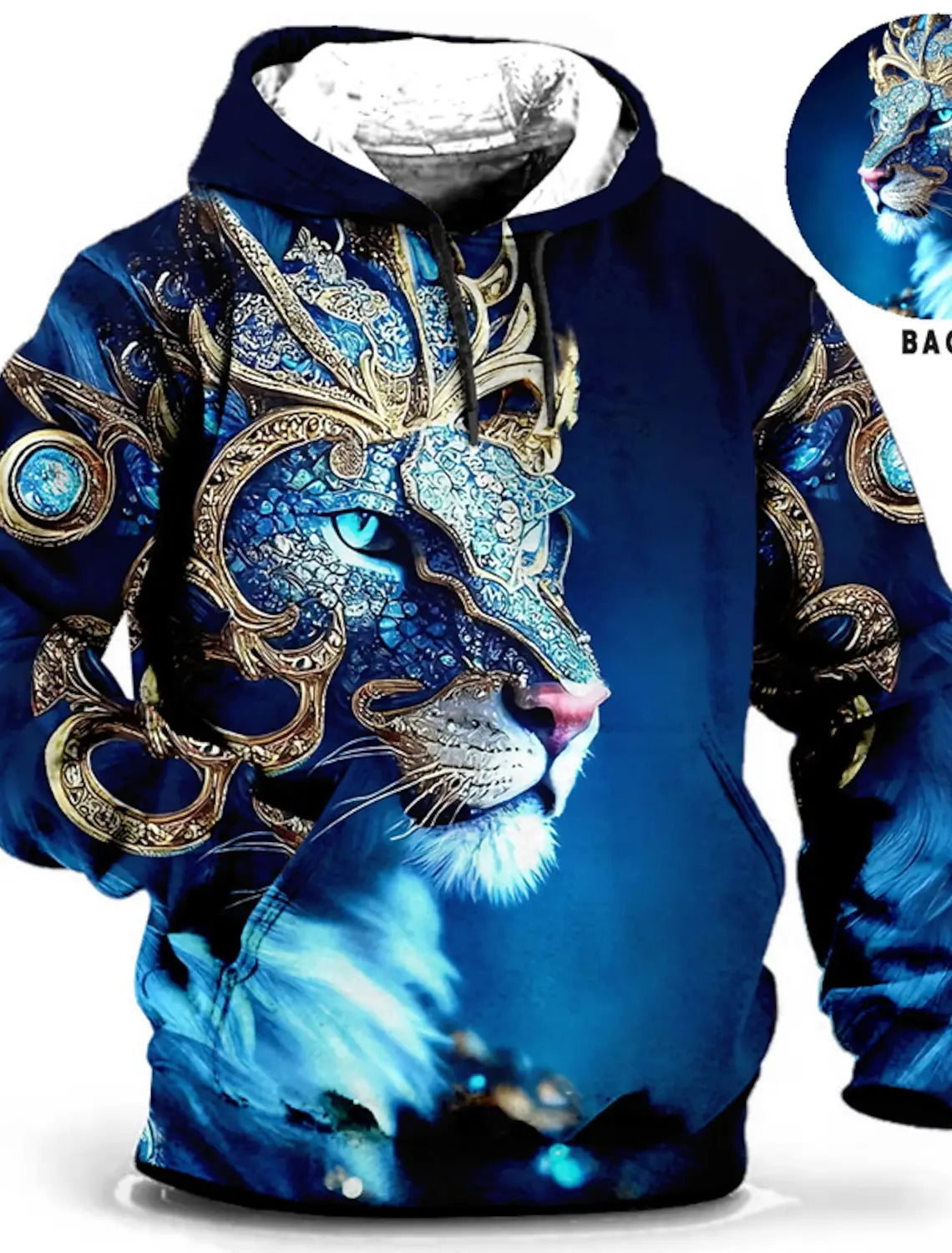 Unisex-Hoodie für Herren – modischer Pullover-Hoodie mit Kapuze, Animal-Print Wolf, Löwe, Drache und Tiger, 3D-Druck, lässiger Alltagshoodie