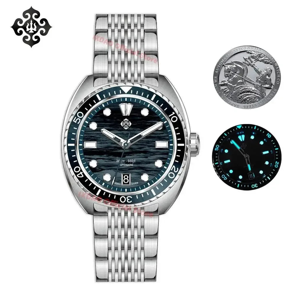IXDAO IPOSE 2026 New Men's Automatic Mechanical Watch Poseidon Pattern Diving Watch 20Bar Stainless Steel BWG-9 Reloj Hombre