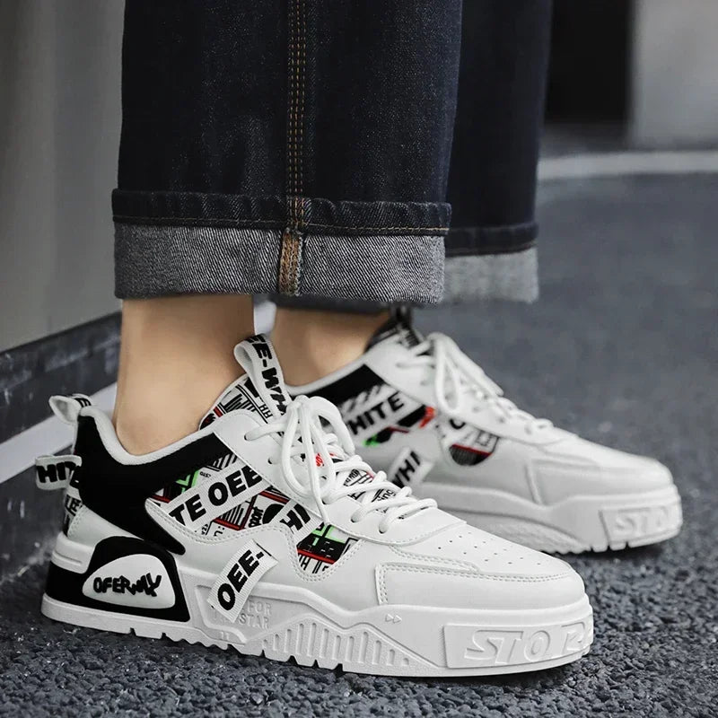 Nuove scarpe da uomo stile skateboard, sneaker estive in pelle casual fashion outdoor per running, sport, trekking e tennis, platform di lusso firmate