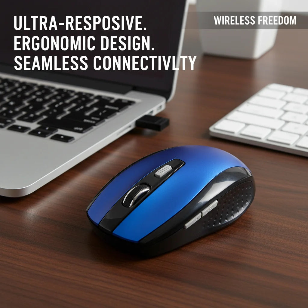 2.4G Wireless Mouse 7500 DPI Ergonomic Gaming Mouse with 6 Buttons, 4-Way Scroll Wheel, USB Optical Wireless Mouse for PC, Laptop & MacBook
