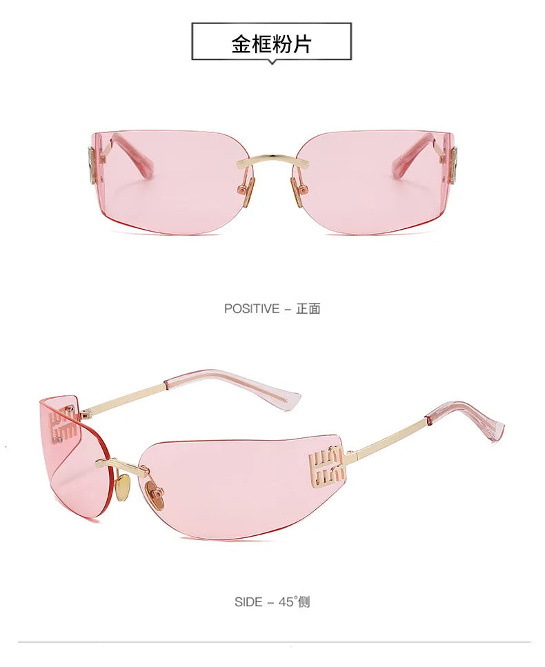 Ochelari de soare de lux pentru femei, fără ramă, cu lentile curbate, pentru protecția ochilor și protecție solară, potriviți pentru călătorii și drumeții – Gafas