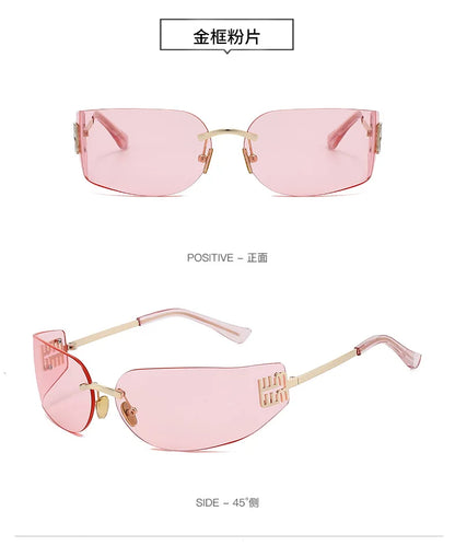 Ochelari de soare de lux pentru femei, fără ramă, cu lentile curbate, pentru protecția ochilor și protecție solară, potriviți pentru călătorii și drumeții – Gafas