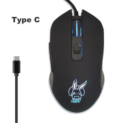 Färgstark lysande USB-C-mus med ljudavstängning för bärbar dator med Type-C – gamingmus