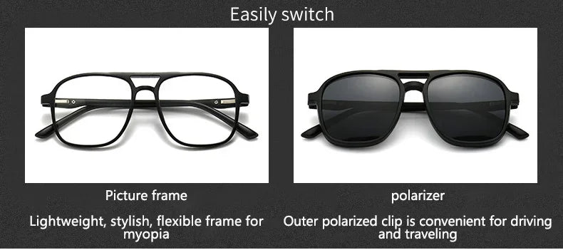 Ochelari de soare polarizați cu atracție magnetică oglindă, ochelari de ciclism 2 în 1 cu clemă, ochelari strălucitori pentru bărbați, ochelari cu ramă dublă pentru femei