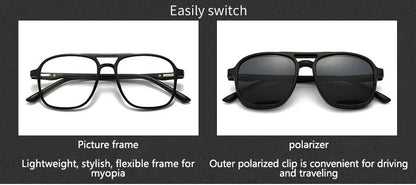Ochelari de soare polarizați cu atracție magnetică oglindă, ochelari de ciclism 2 în 1 cu clemă, ochelari strălucitori pentru bărbați, ochelari cu ramă dublă pentru femei