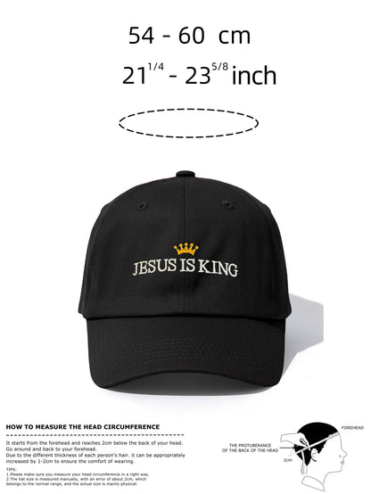1pc JESUS IS KING Embroidery Baseball Cap for Adults,Minimalist Retro Style Casual Soft Adjustable Dad Hat,Perfect As Gift