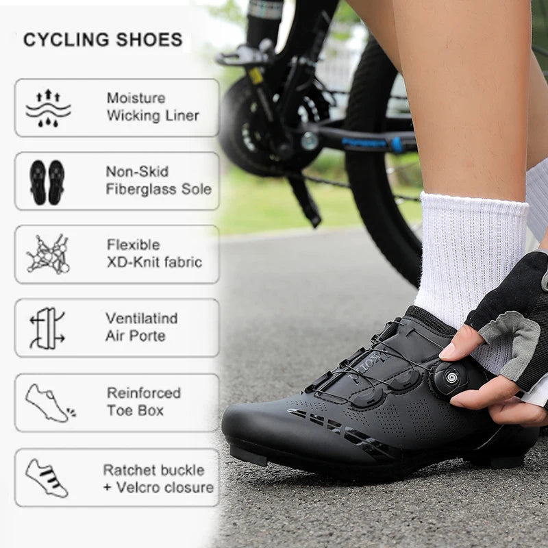 Scarpe da ciclismo da uomo e da donna per bici da strada, competizione e velocità, scarpe sportive da ciclismo autobloccanti con tacchette SPD