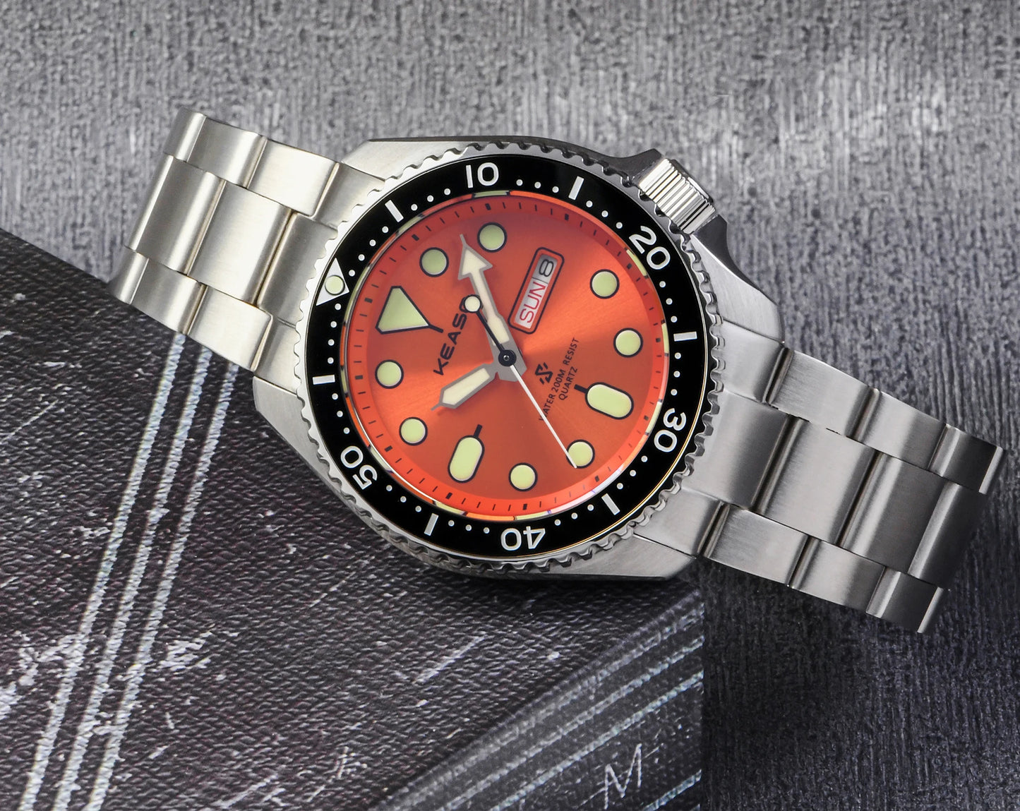 KEASO Top Men's Dive Watch C3 Super Luminous 316L Solid Steel 20Bar Waterproof Sapphire Mirror MIYOTA 2035 Quartz Movement Watch