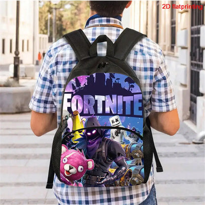 Lightweight FORTNITE 3Pcs Backpack With Front Pocket Lunch Bag Pencil Bag Free 3D Printed Keychain For Boys Girls Kids Aged 5-10