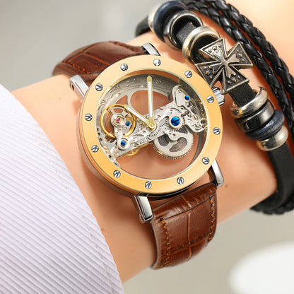 2026 Top Brand Luxury Steel Skeleton Tourbillon Automatic Watch Men's Leather Mechanical Waterproof Luminous Elegant Wrist Clock