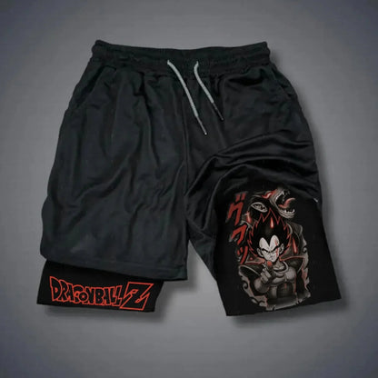 Pantalones cortos unisex 2-in-1 «Dragon Ball Z» de secado rápido con cordón, ropa urbana informal de anime para el verano, gimnasia y el gimnasio